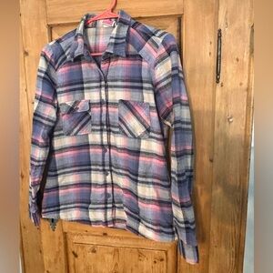 Doo Australia Plaid Flannel Button Down Shirt Size Medium Western Grunge Preppy